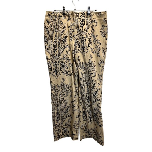 Talbots  Beige & Black Paisley Print Pants With Front Zipper Closure Size 16 - Picture 1 of 5